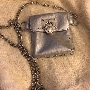 Metallic silver Michael Kors signature mini